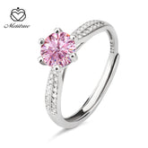 D Color VVS1 Moissanite Adjustable Ring – 925 Sterling Silver - Pink - LZ Serial